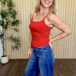 Melanie Clean Line Square Cami in Red, three-quarter view