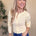 Colette Scalloped Pointelle Cardigan in Yellow styled on model