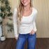 Greyson Scoop Long Sleeve Tee in Frosted Pearl styled on model