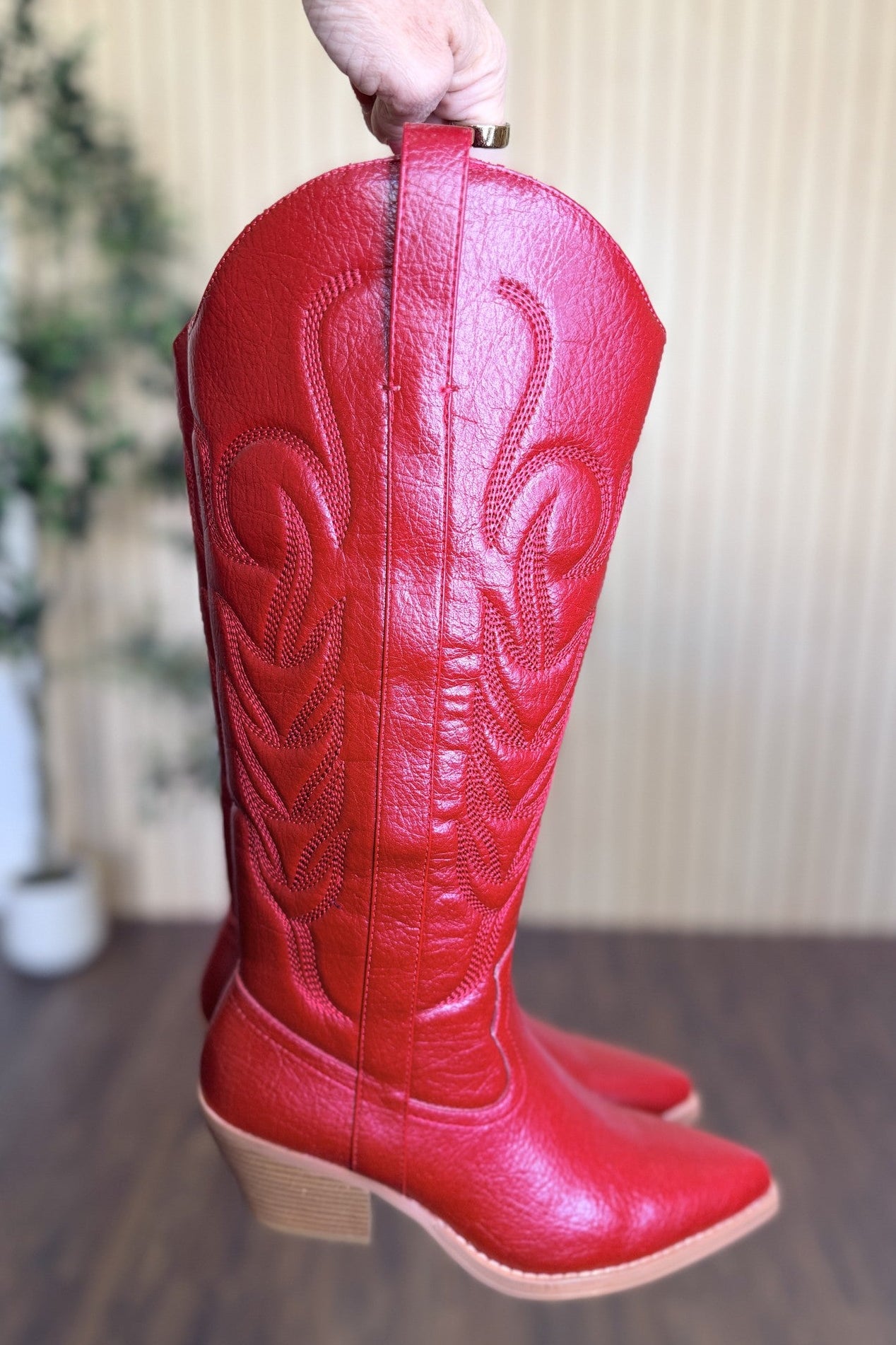 Dixie Western Boot in Crimson, side view