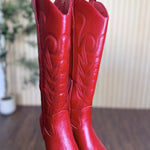Dixie Western Boot in Crimson, pair at an angle