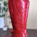 Dixie Western Boot in Crimson, three-quarter view