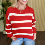 Willow Striped Drop Shoulder Sweater styled on model