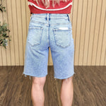 Dune High Rise Bermuda Shorts styled on model