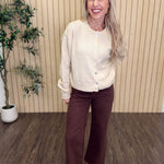 Calder Crew Neck Knit Cardigan styled on model