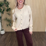 Calder Crew Neck Knit Cardigan styled on model