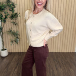 Calder Crew Neck Knit Cardigan styled on model