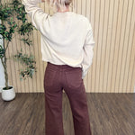 Calder Crew Neck Knit Cardigan styled on model