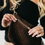 Suede Westlyn Woven Bum Bag - Suede Chocolate