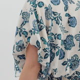 White & Teal Floral Top - MTT Collective