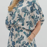 White & Teal Floral Top - MTT Collective