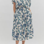 White & Teal Floral Top - MTT Collective