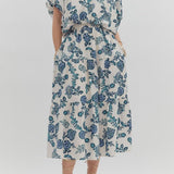 White & Teal Floral Top - MTT Collective