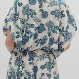 White & Teal Floral Top - MTT Collective