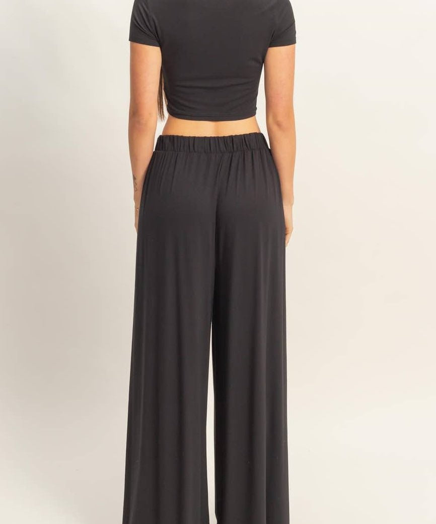 Wide Leg Elastic Waist Pants - MTT Collective