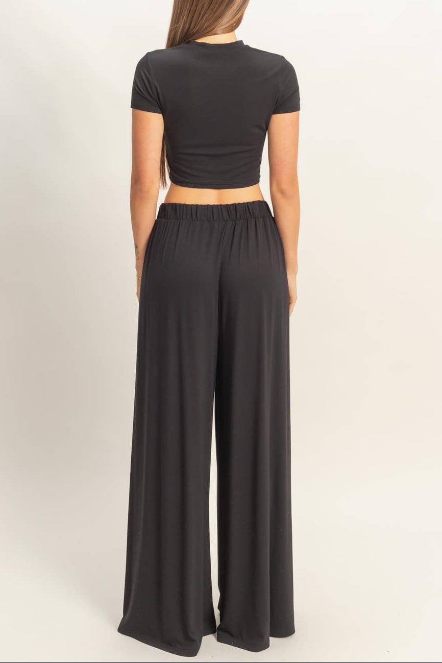 Wide Leg Elastic Waist Pants - MTT Collective