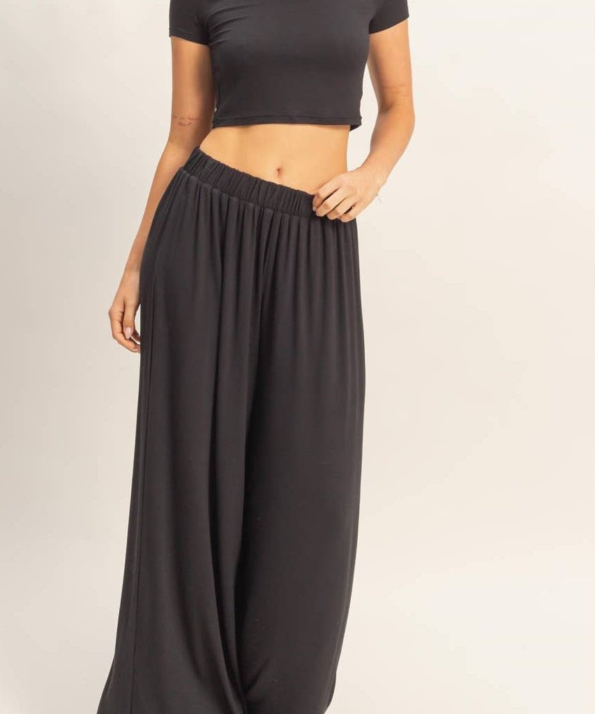 Wide Leg Elastic Waist Pants - MTT Collective
