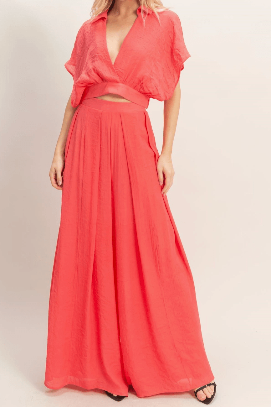 Wide Leg Flowy Pleated Pants - MTT Collective