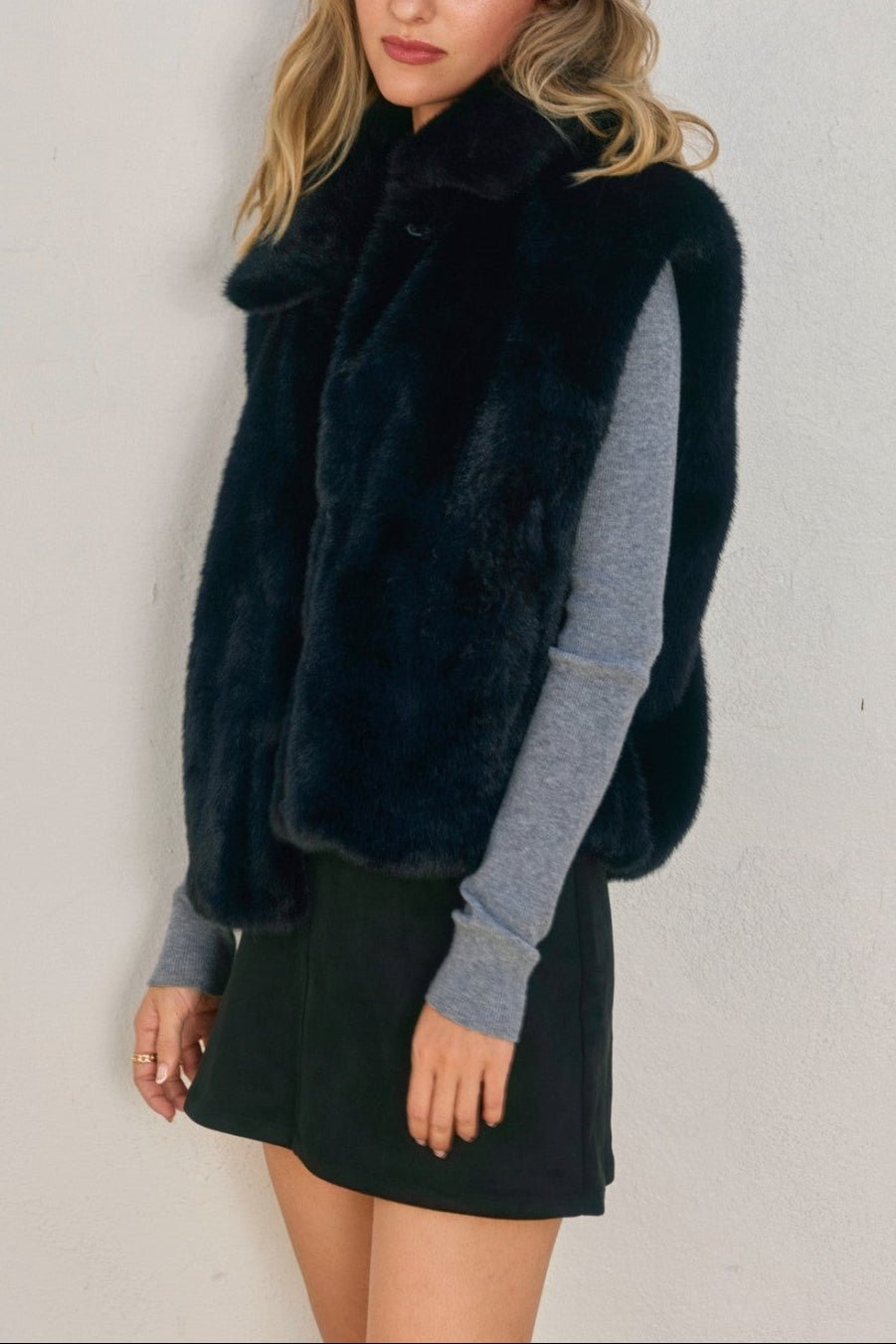Wind Whispers Faux Fur Collared Vest - MTT Collective