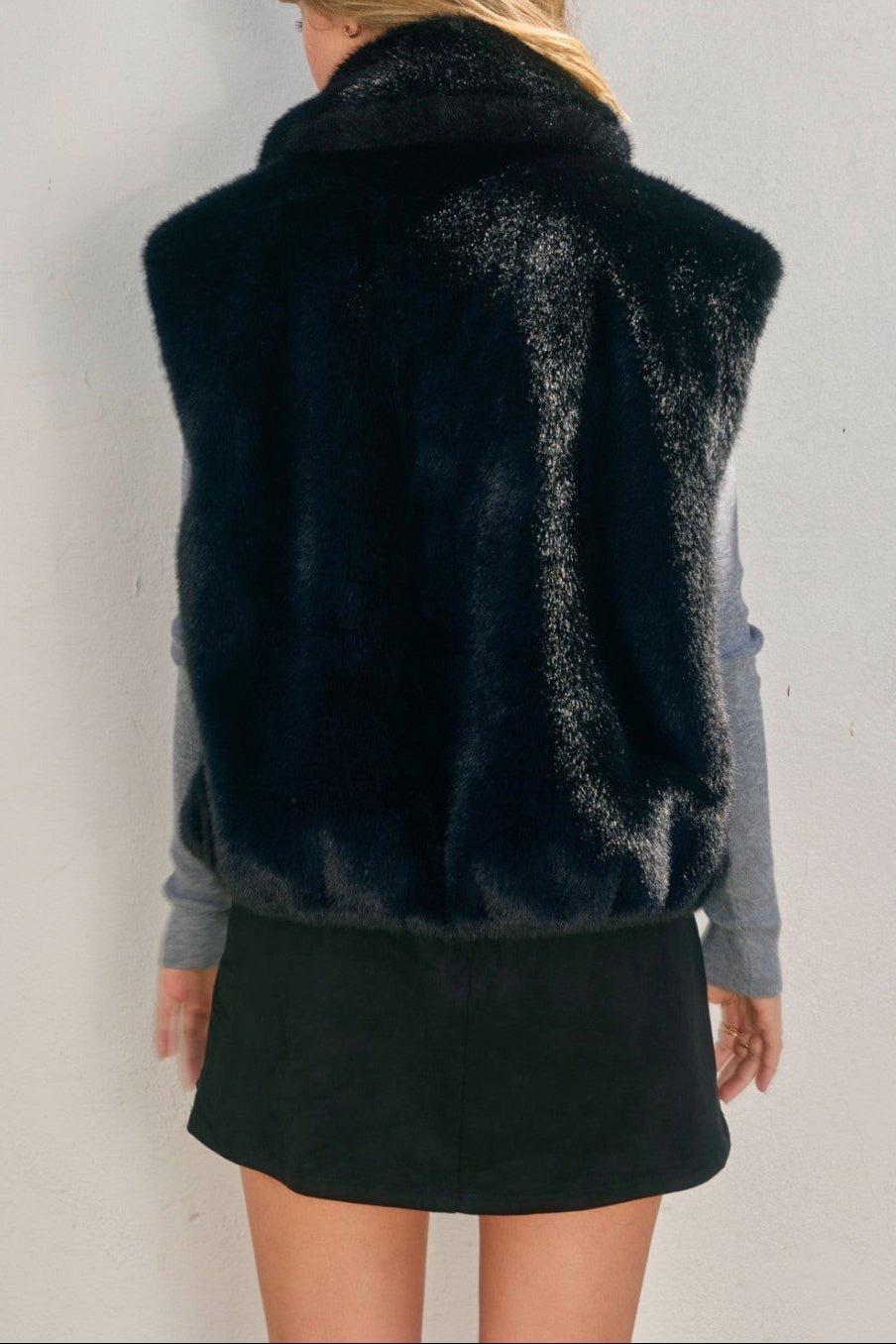 Wind Whispers Faux Fur Collared Vest - MTT Collective