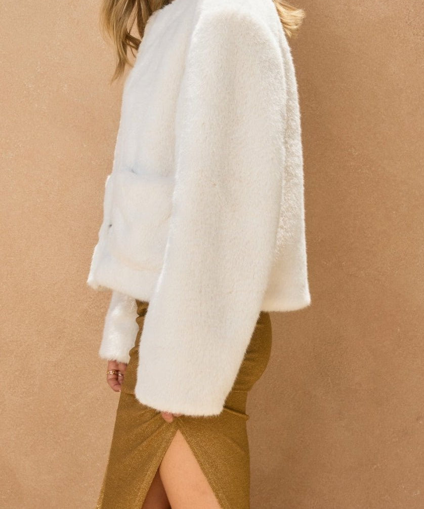 Wind Whispers Faux Fur Patch Pocket Jacket - MTT Collective