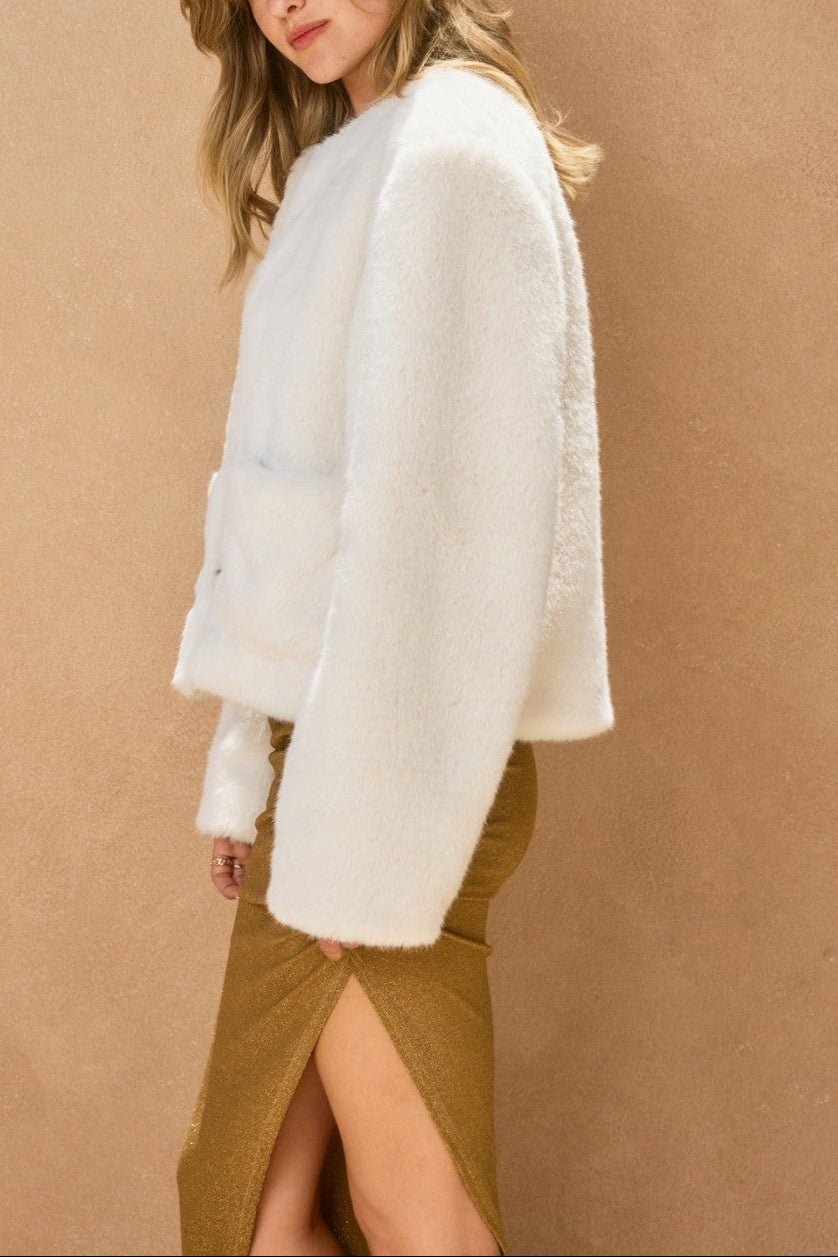 Wind Whispers Faux Fur Patch Pocket Jacket - MTT Collective