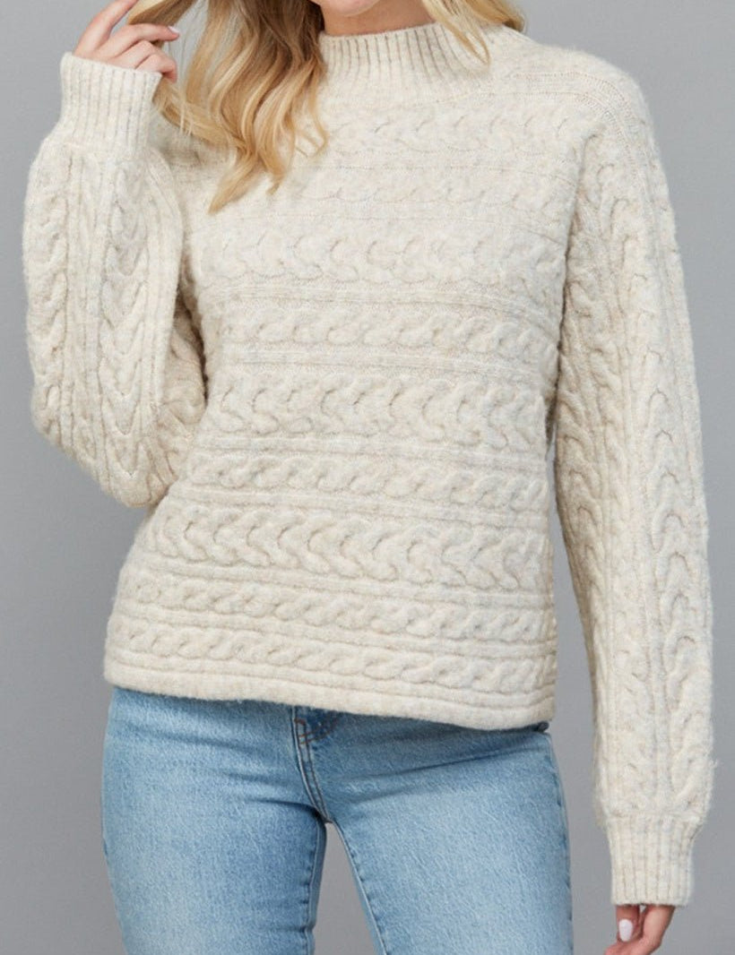 Winne Cable Knit Mock Sweater - MTT Collective