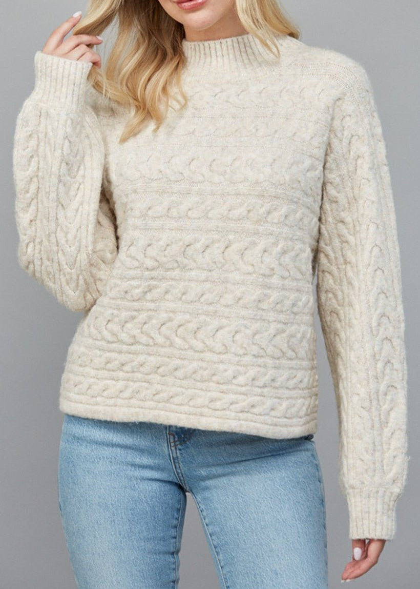 Winne Cable Knit Mock Sweater - MTT Collective