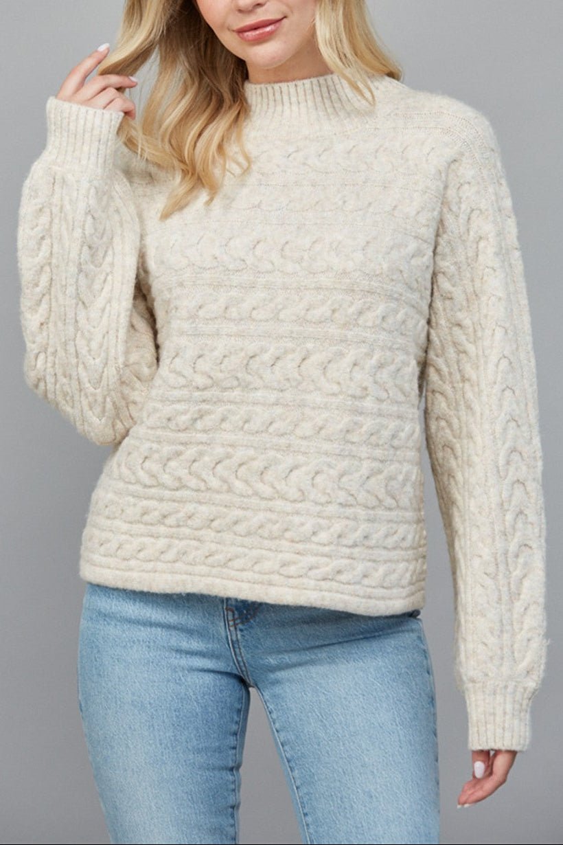 Winne Cable Knit Mock Sweater - MTT Collective