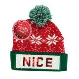 Holiday Naughty Or Nice Sequin Pom Hat