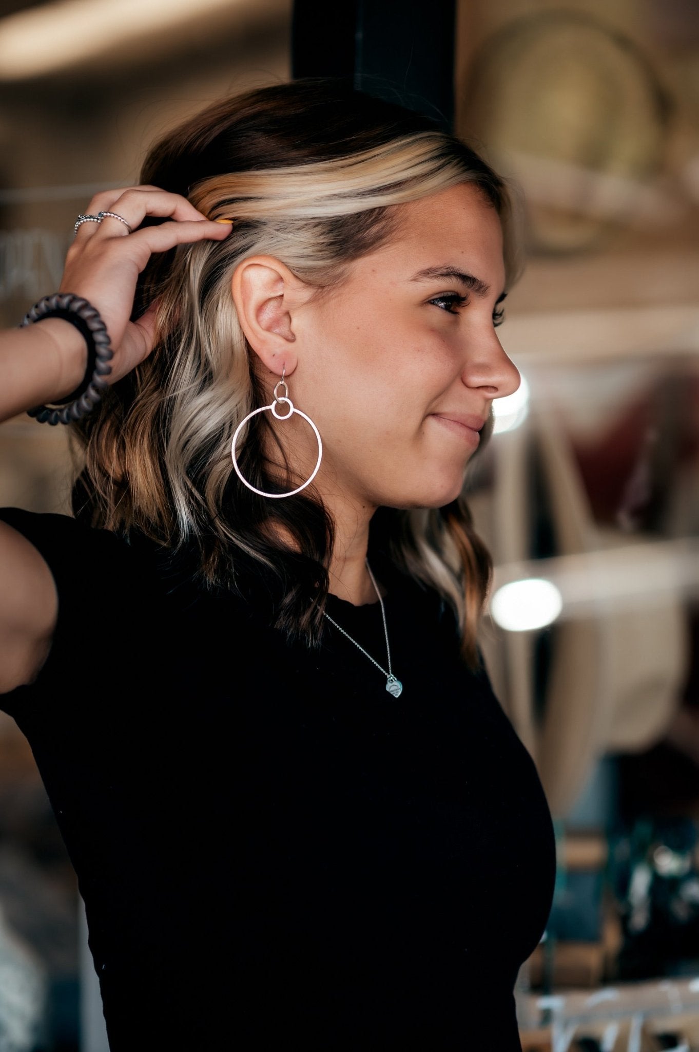 Zoe Brushed Hanging Hoop Earrings - MTT Collective