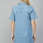 Zoey Half Zip front A - Line Denim Dress - MTT Collective