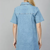 Zoey Half Zip front A - Line Denim Dress - MTT Collective