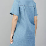 Zoey Half Zip front A - Line Denim Dress - MTT Collective