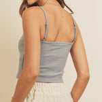 Button Front Ribbed Crop Top - MTT Collective