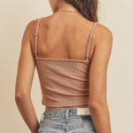 Button Front Ribbed Crop Top - MTT Collective