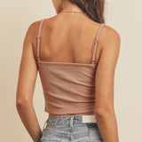 Button Front Ribbed Crop Top - MTT Collective