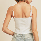 Button Front Ribbed Crop Top - MTT Collective