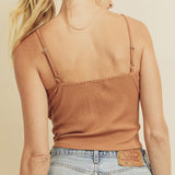 Button Front Ribbed Crop Top - MTT Collective