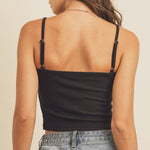 Button Front Ribbed Crop Top - MTT Collective
