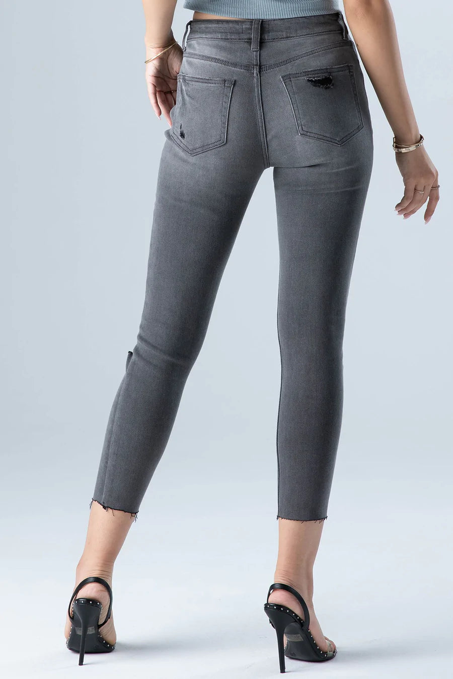 PLUS SIZE HIGH RISE CROP SKINNY JEANS | GREY - MTT Collective