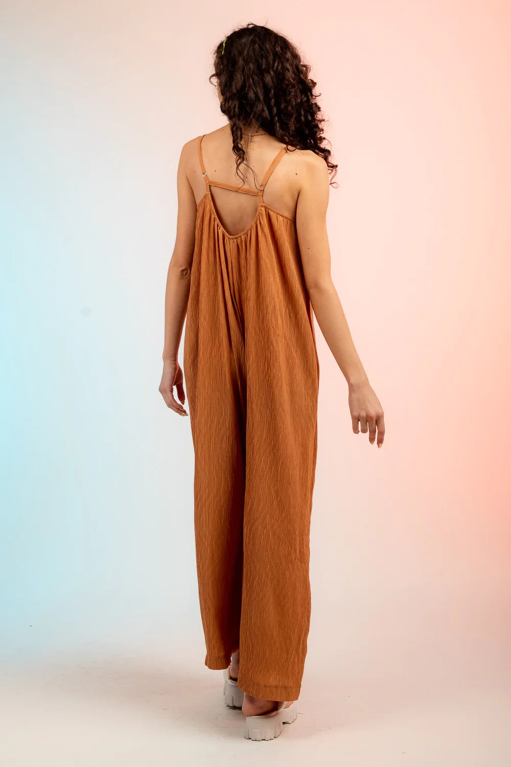 Plus Size Pleated Wide Leg Jumpsuit - MTT Collective