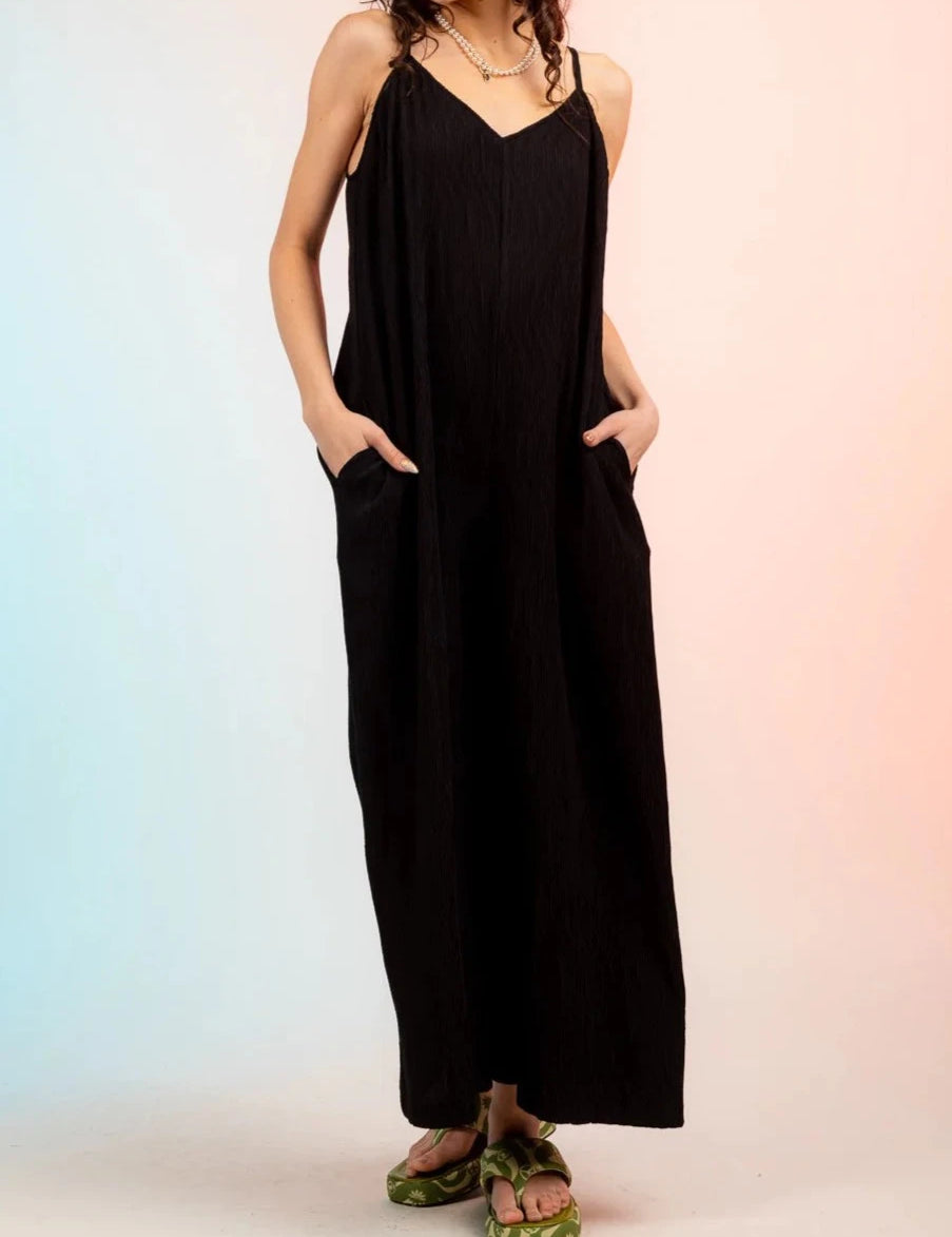 Plus Size Pleated Wide Leg Jumpsuit - MTT Collective