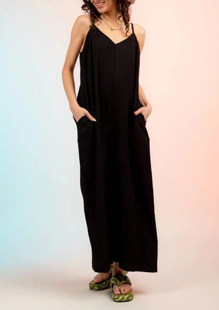 Plus Size Pleated Wide Leg Jumpsuit - MTT Collective