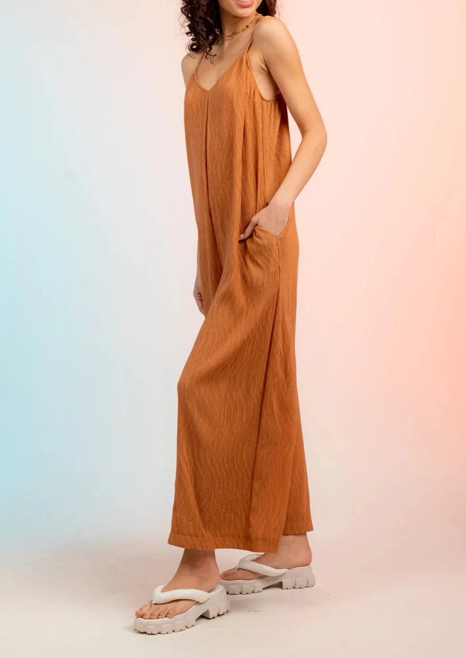 Plus Size Pleated Wide Leg Jumpsuit - MTT Collective