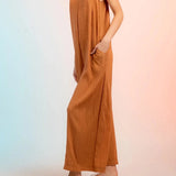 Plus Size Pleated Wide Leg Jumpsuit