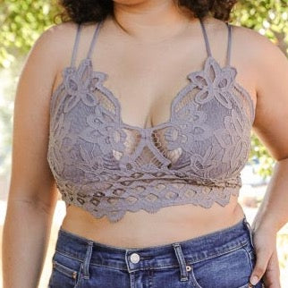 Plus Size Padded Crochet Lace Longline Bralette - MTT Collective