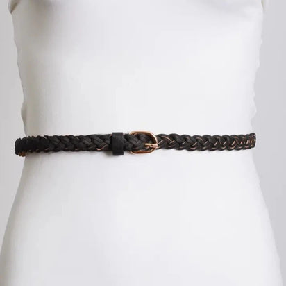 Faux Leather Skinny Braided Belt - MTT Collective