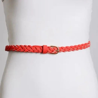 Faux Leather Skinny Braided Belt - MTT Collective