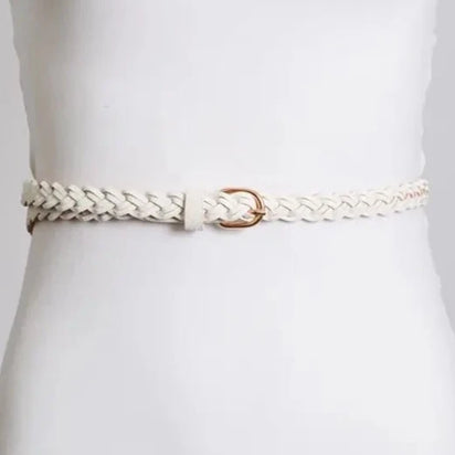 Faux Leather Skinny Braided Belt - MTT Collective